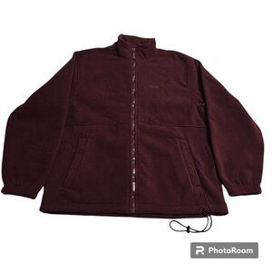 Izod Long Sleeve Fleece Jacket Maroon Men's Size M‎ (369877) Burgundy Red Coat
